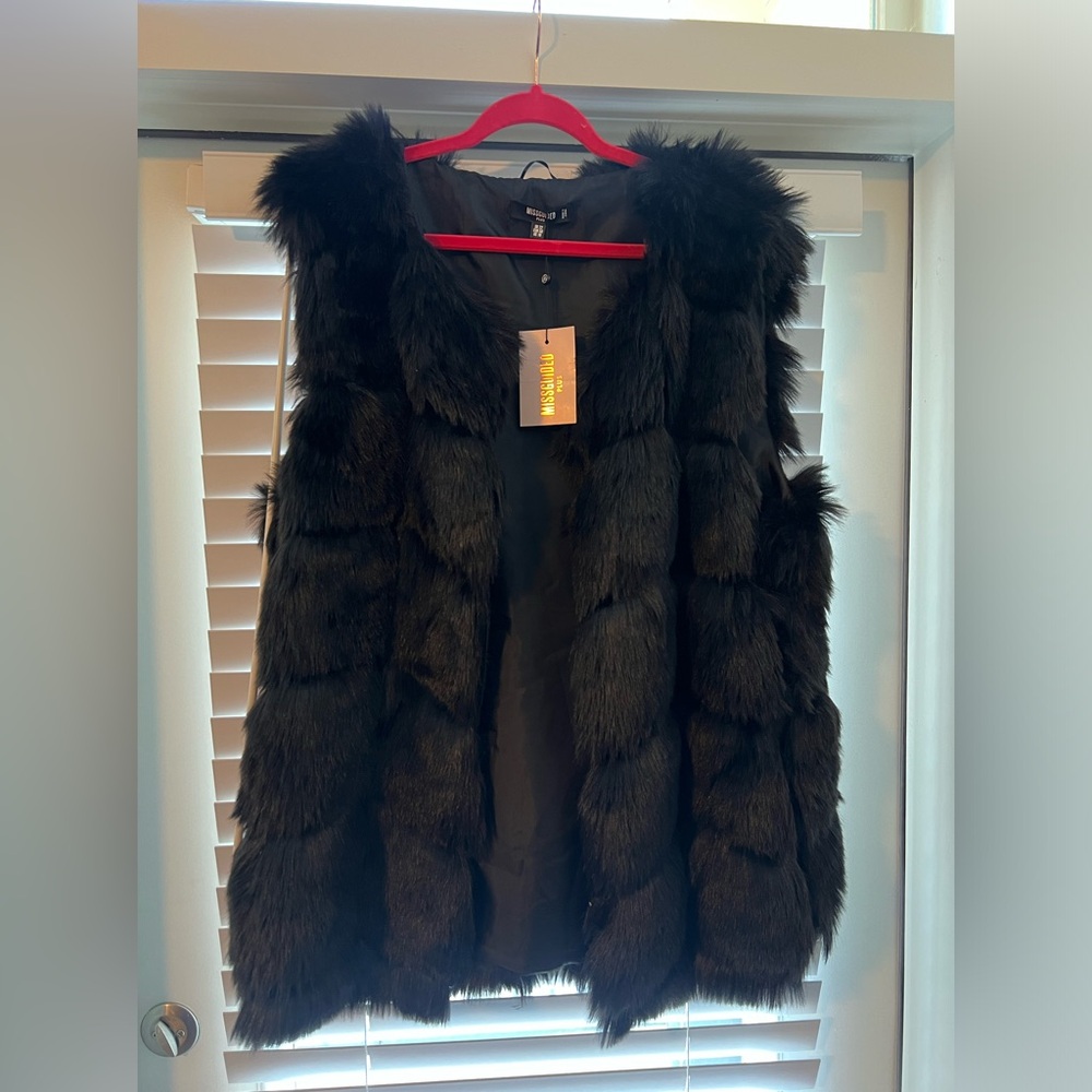 Black faux fur vest plus size